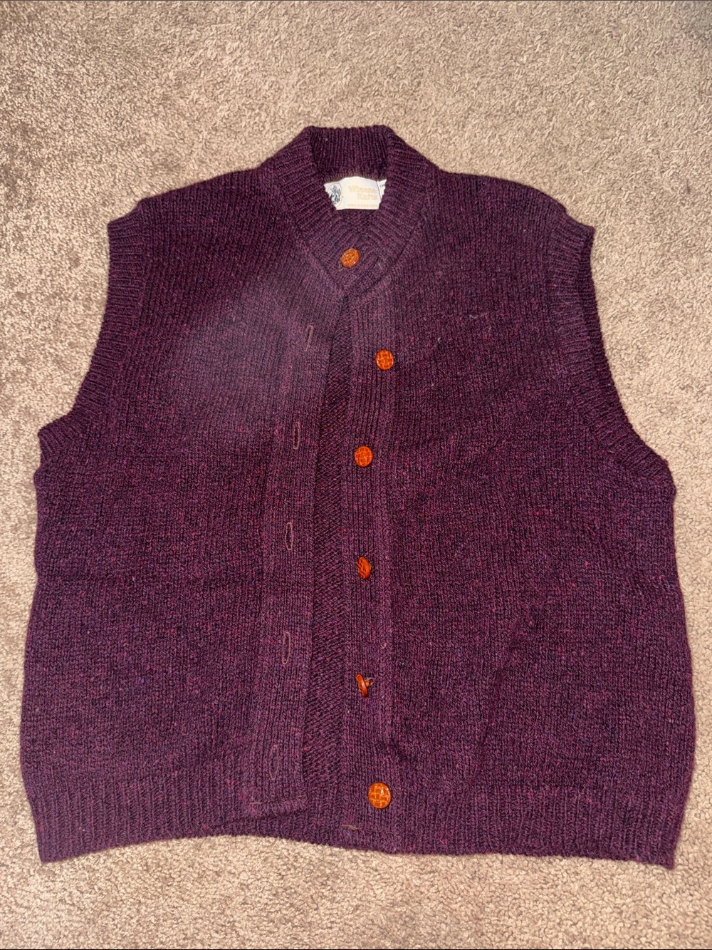 Winona wool Knit Button-Up Vest - Purple